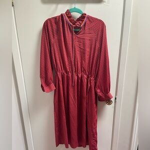 Vintage red patterned tea-length dress